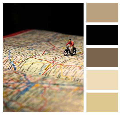 Map Cyclist Miniature Figure Image